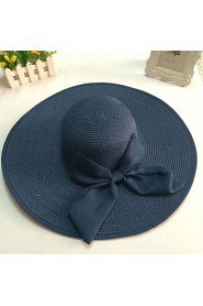 Women's Wide Brim Bow Straw Floppy Hat