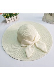 Women's Wide Brim Bow Straw Floppy Hat