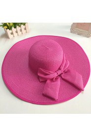 Women's Wide Brim Bow Straw Floppy Hat