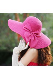 Women's Wide Brim Bow Straw Floppy Hat