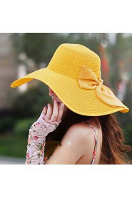 Women's Wide Brim Bow Straw Floppy Hat