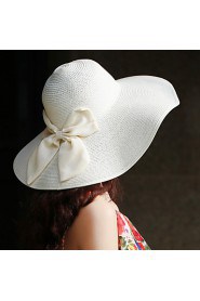 Women's Wide Brim Bow Straw Floppy Hat