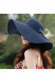 Women's Wide Brim Bow Straw Floppy Hat