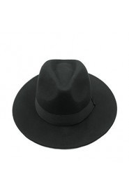 Unisex Cotton British Retro Jazz Hat Fashion Pure Color Bow Large Brimmed Hat