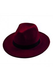 Unisex Cotton British Retro Jazz Hat Fashion Pure Color Bow Large Brimmed Hat