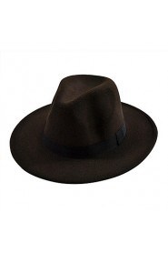 Unisex Cotton British Retro Jazz Hat Fashion Pure Color Bow Large Brimmed Hat