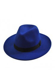 Unisex Cotton British Retro Jazz Hat Fashion Pure Color Bow Large Brimmed Hat