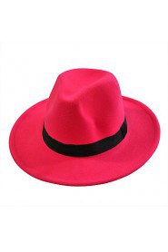 Unisex Cotton British Retro Jazz Hat Fashion Pure Color Bow Large Brimmed Hat