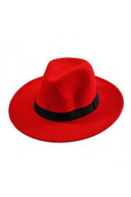 Unisex Cotton British Retro Jazz Hat Fashion Pure Color Bow Large Brimmed Hat