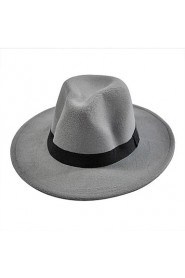 Unisex Cotton British Retro Jazz Hat Fashion Pure Color Bow Large Brimmed Hat