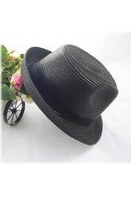 Unisex Straw Fedora Hat , Vintage/Casual Summer