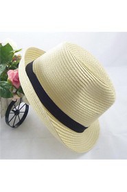 Unisex Straw Fedora Hat , Vintage/Casual Summer