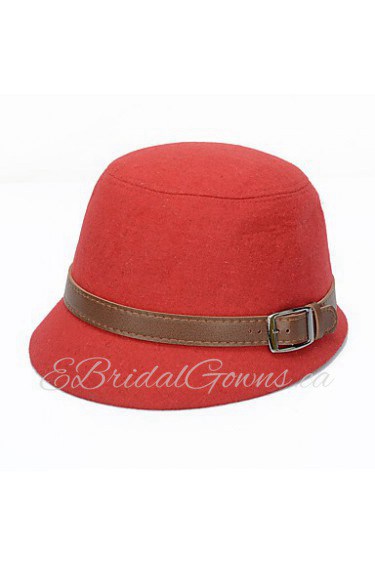 Women Belt Buckle Woolen Hat Bowler Lady Hat