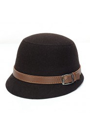 Women Belt Buckle Woolen Hat Bowler Lady Hat