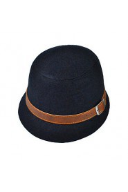 Women Belt Buckle Woolen Hat Bowler Lady Hat