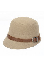 Women Belt Buckle Woolen Hat Bowler Lady Hat