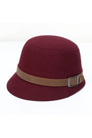 Women Belt Buckle Woolen Hat Bowler Lady Hat