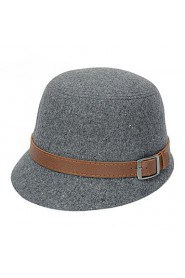 Women Belt Buckle Woolen Hat Bowler Lady Hat