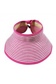 Beach Sun Hat Empty Top Portable Folding Striped Bow Hat