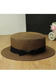 Women's Trilby Bowknot Straw Panama Beach Sun Hat (More Colors)