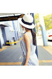 Women Straw Solid Beach Sun Hat,Cute/ Party/ Casual Spring/ Summer/ Fall