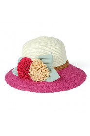 Female Sea Beach Belt Flower Decoration Large brim Straw Hat