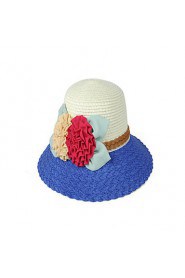 Female Sea Beach Belt Flower Decoration Large brim Straw Hat