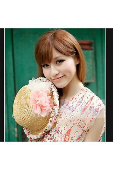 Women Cute Casual Spring Summer UV Lace Floral Beach Straw Holiday Hat