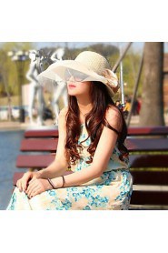 Women Straw Bow Sun Fedora Hat,Party/ Casual Spring/ Summer/ Fall