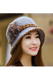 Womens Wool Flowers Knitting Crochet Casual Cap Beanies Cap