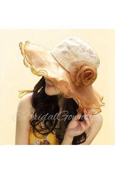 Women Cute Casual Spring Summer UV Lace Mesh Flowers Holiday Hat