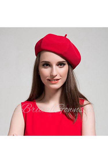 Women British Retro Autumn And Winter Woolen Octagonal Beret Pumpkin Hat