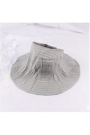 Women Summer Solid Velcro Patch Large Brim Foldable Wind Drawstring Sun Hat