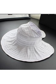 Women Summer Solid Velcro Patch Large Brim Foldable Wind Drawstring Sun Hat