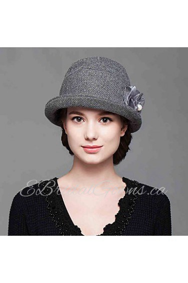 Fashion Women's Autumn And Winter Dome Bucket Solid Ccolor Cotton Flowers Hat