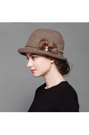 Fashion Women's Autumn And Winter Dome Bucket Solid Ccolor Cotton Flowers Hat