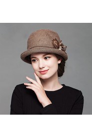 Fashion Women's Autumn And Winter Dome Bucket Solid Ccolor Cotton Flowers Hat