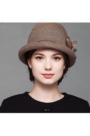 Fashion Women's Autumn And Winter Dome Bucket Solid Ccolor Cotton Flowers Hat