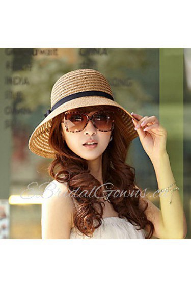 Women Vintage/Casual Summer Cotton Blends/Straw Floppy Bucket Sun Hat