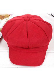 Pure Color Wool Hat British Retro Octagonal Cap