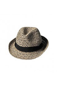 Women Straw Fedora Hat,Vintage/ Cute/ Casual Spring/ Summer/ Fall