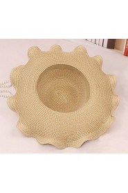 Women's Contrast Flower Curl Edge Summer Straw Hat (more colors)