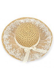 Lace Bow Ms. Collapsible Sun Straw Beach Hat