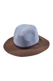 Retro Bow Color Stitching Leather Buckle Large Brimmed Sun Hat