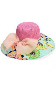 Foldable Bow Visor Prints Casual Beach Holiday Sun Straw Hat