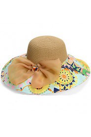 Foldable Bow Visor Prints Casual Beach Holiday Sun Straw Hat