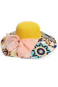 Foldable Bow Visor Prints Casual Beach Holiday Sun Straw Hat