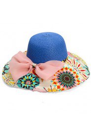 Foldable Bow Visor Prints Casual Beach Holiday Sun Straw Hat