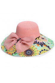 Foldable Bow Visor Prints Casual Beach Holiday Sun Straw Hat