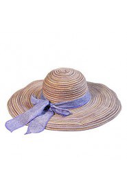 Women Straw Floppy Cotton Foldable Big Bow Large Brim Wide-brimmed Hat
